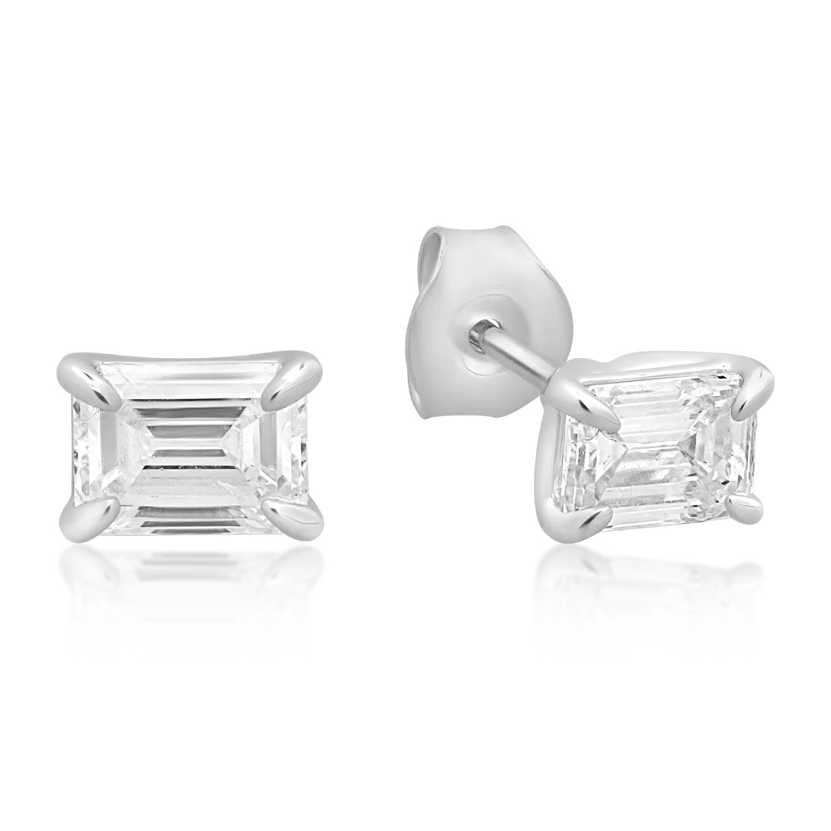 Cercei din aur alb cu diamante emerald de 1.47ct