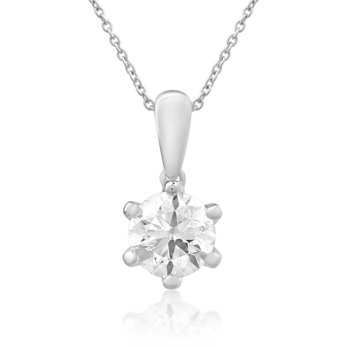 Lant cu pandantiv din aur alb de 18K cu diamant de 1ct-118360