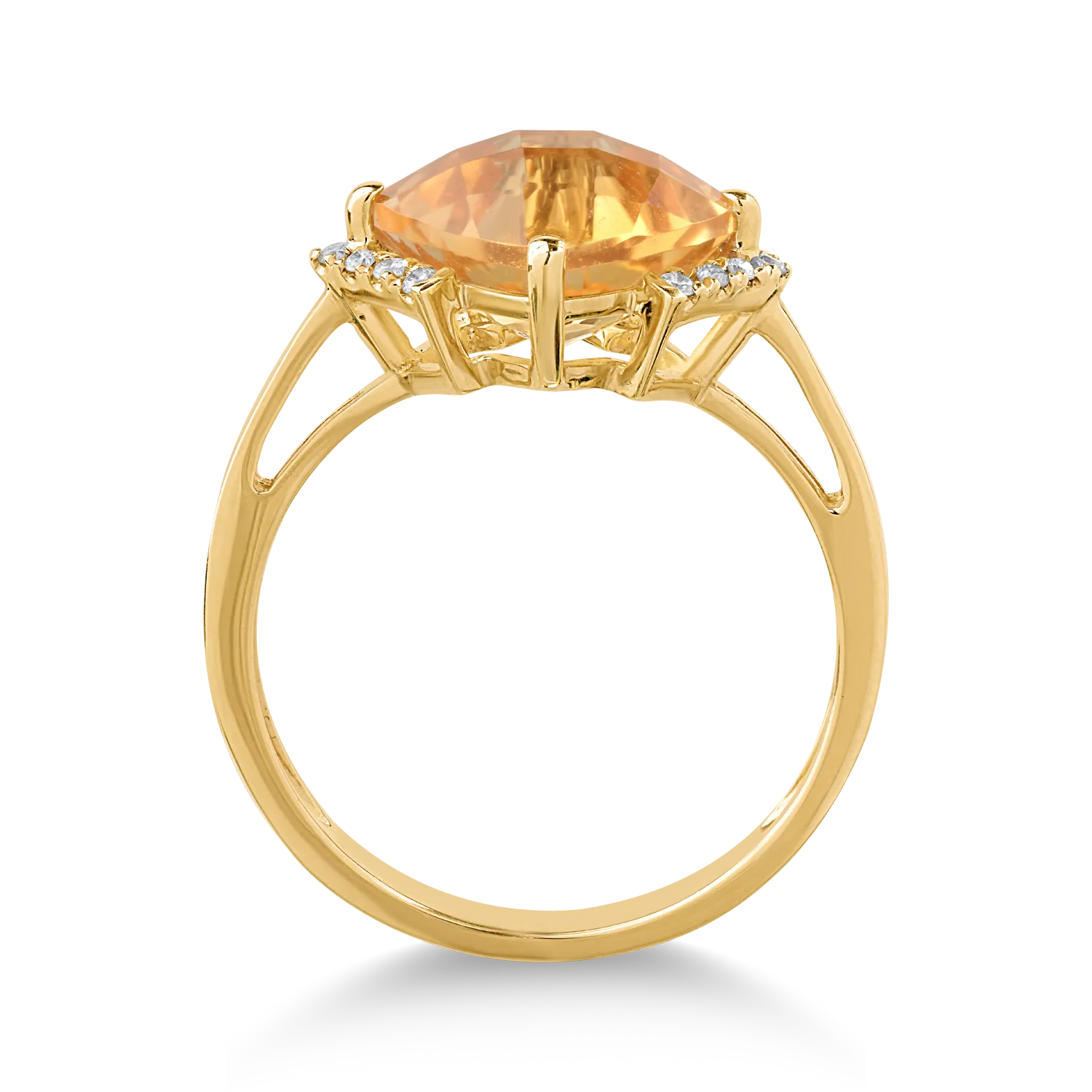 Inel din aur galben cu citrin de 3.2ct si diamante de 0.08ct - imagine 2