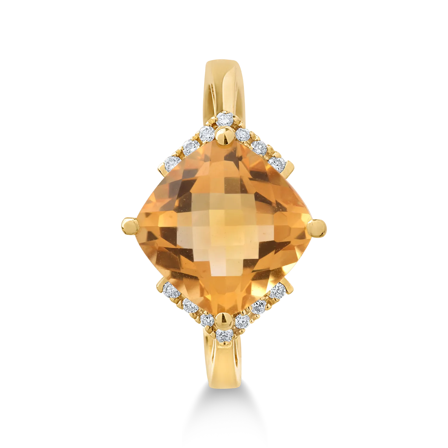 Inel din aur galben cu citrin de 3.2ct si diamante de 0.08ct - imagine 3
