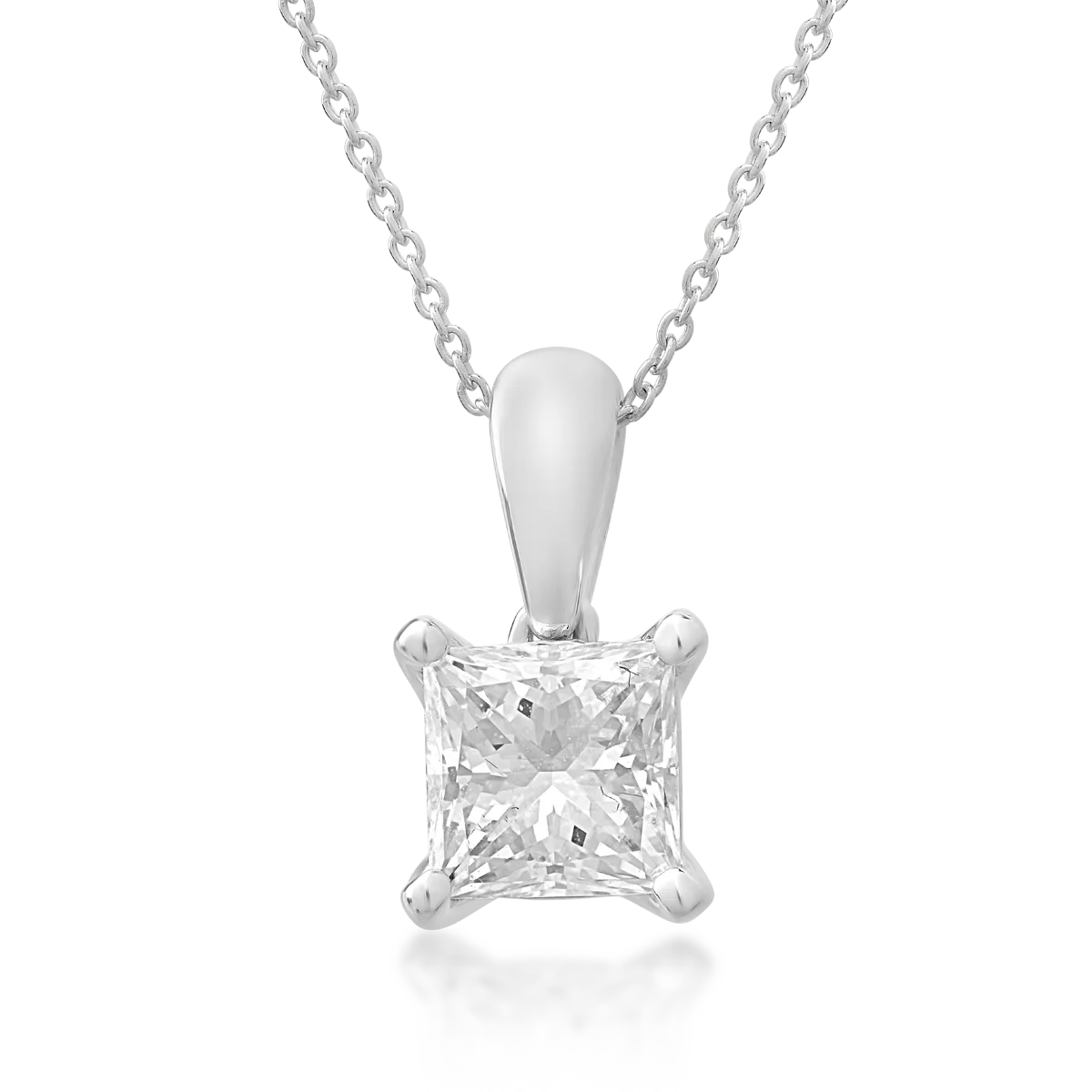 Lant cu pandantiv din aur alb de 18K cu diamant de 1.01ct-118369