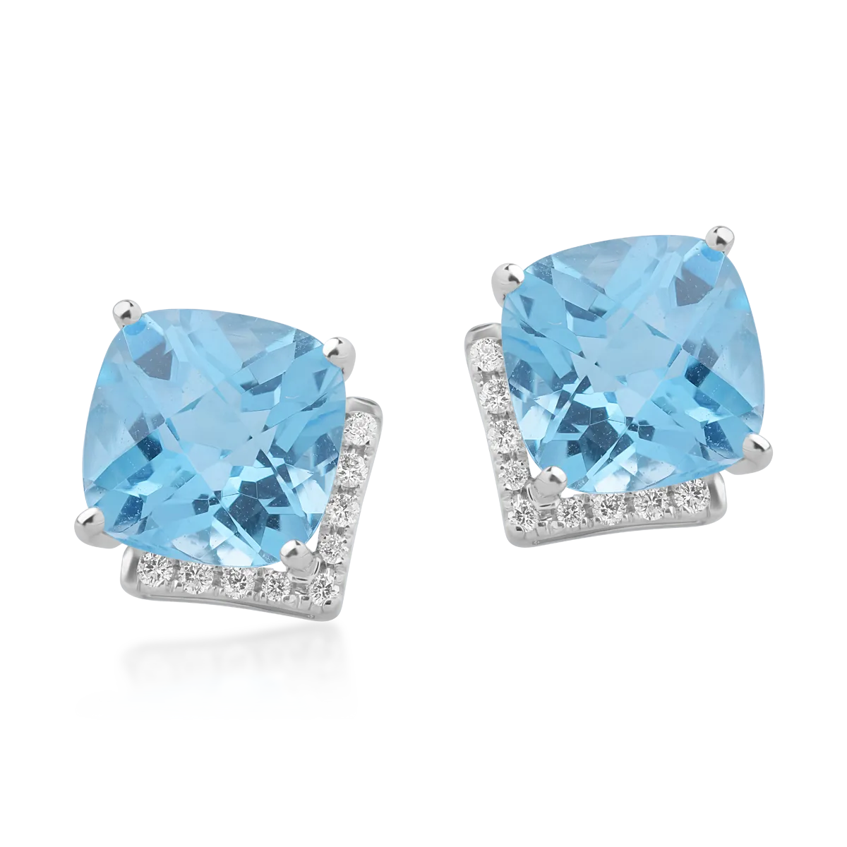 18K white gold earrings with 5ct blue topaz and 0.1ct diamonds