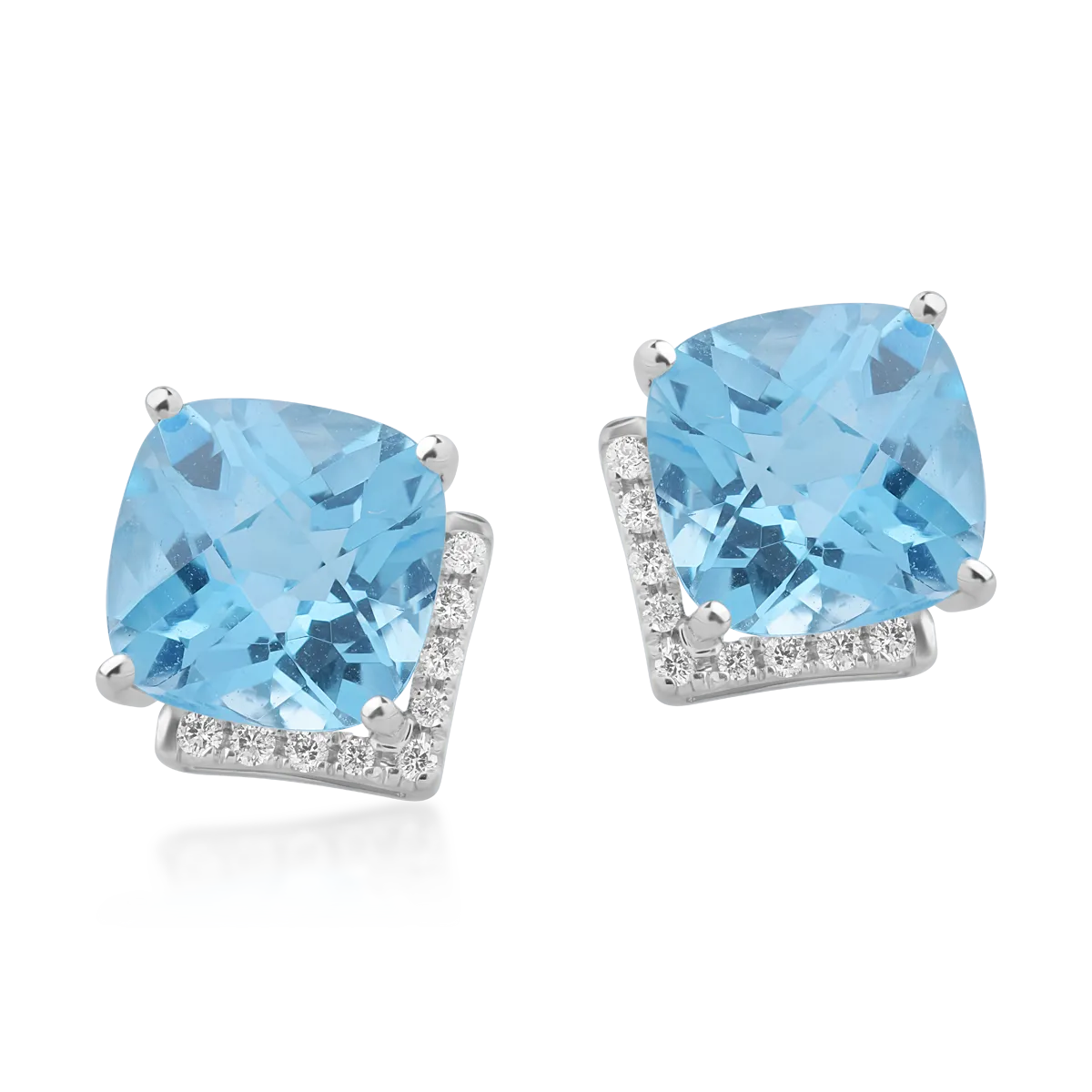 Cercei din aur alb de 18K cu topaze albastre de 5ct si diamante de 0.1ct-118381