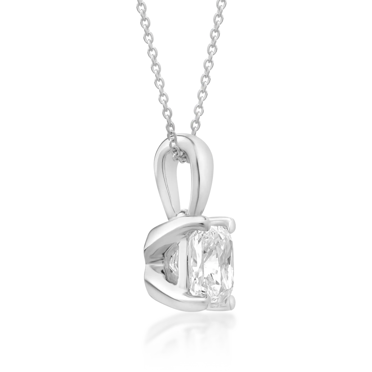 Lant cu pandantiv din aur alb de 18K cu diamant de 1.03ct