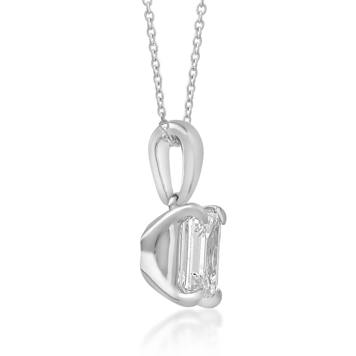 Lant cu pandantiv din aur alb de 18K cu diamant de 1ct