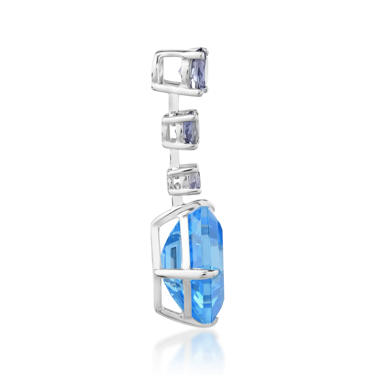 Pandantiv din aur alb de 18K cu topaz albastru de 7.4ct si iolite de 1ct