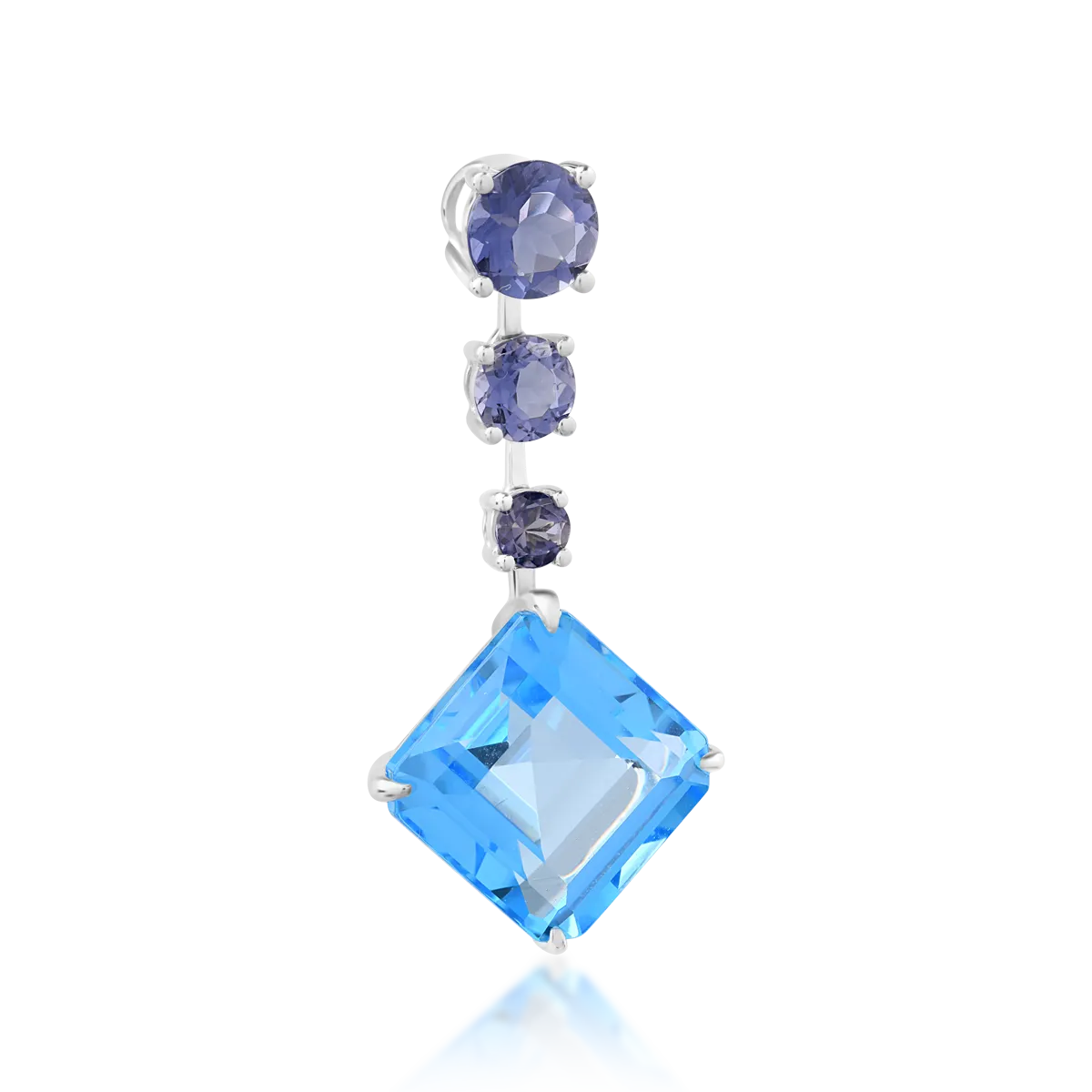 18K white gold pendant with 5.7ct blue topaz and 1ct iolite