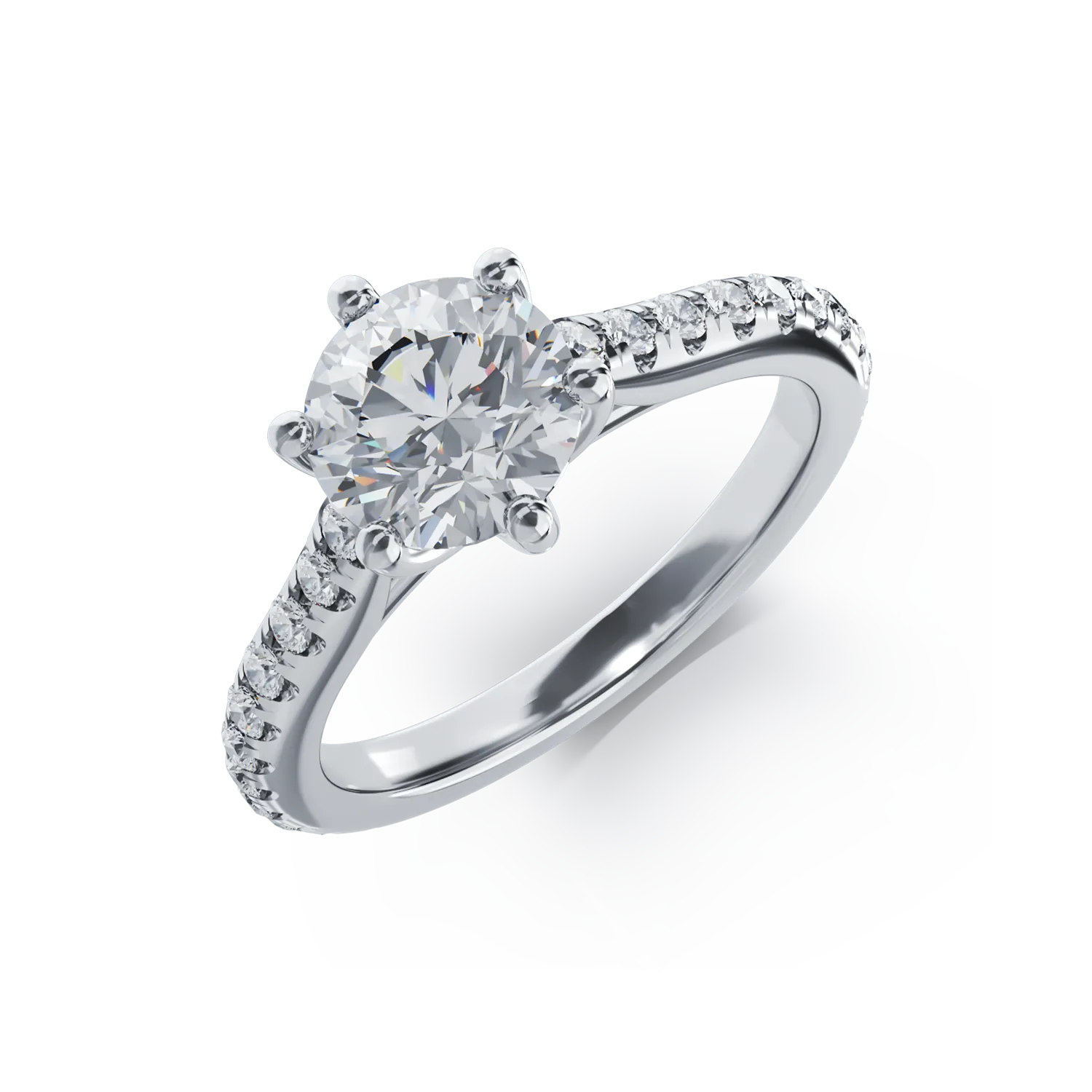 18k fehér arany eljegyzési gyűrű 1.31ct gyémánt és gyémánt 0.307ct