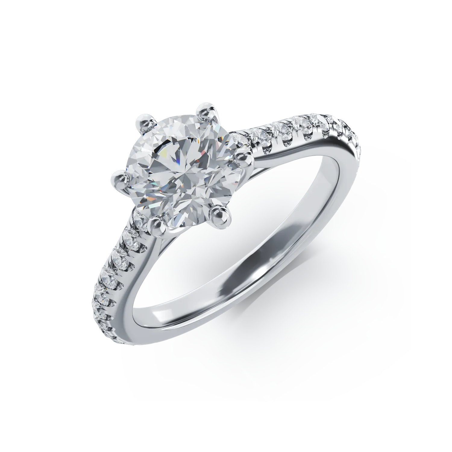 18K white gold engagement ring with 1.31ct diamond and 0.307ct diamonds