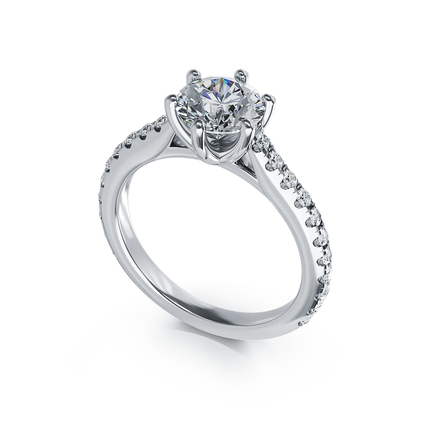 18K white gold engagement ring with 1.31ct diamond and 0.307ct diamonds