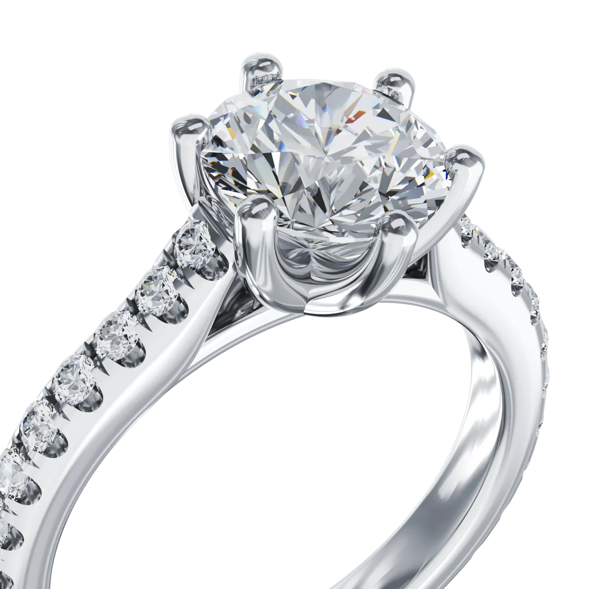18K white gold engagement ring with 1.31ct diamond and 0.307ct diamonds
