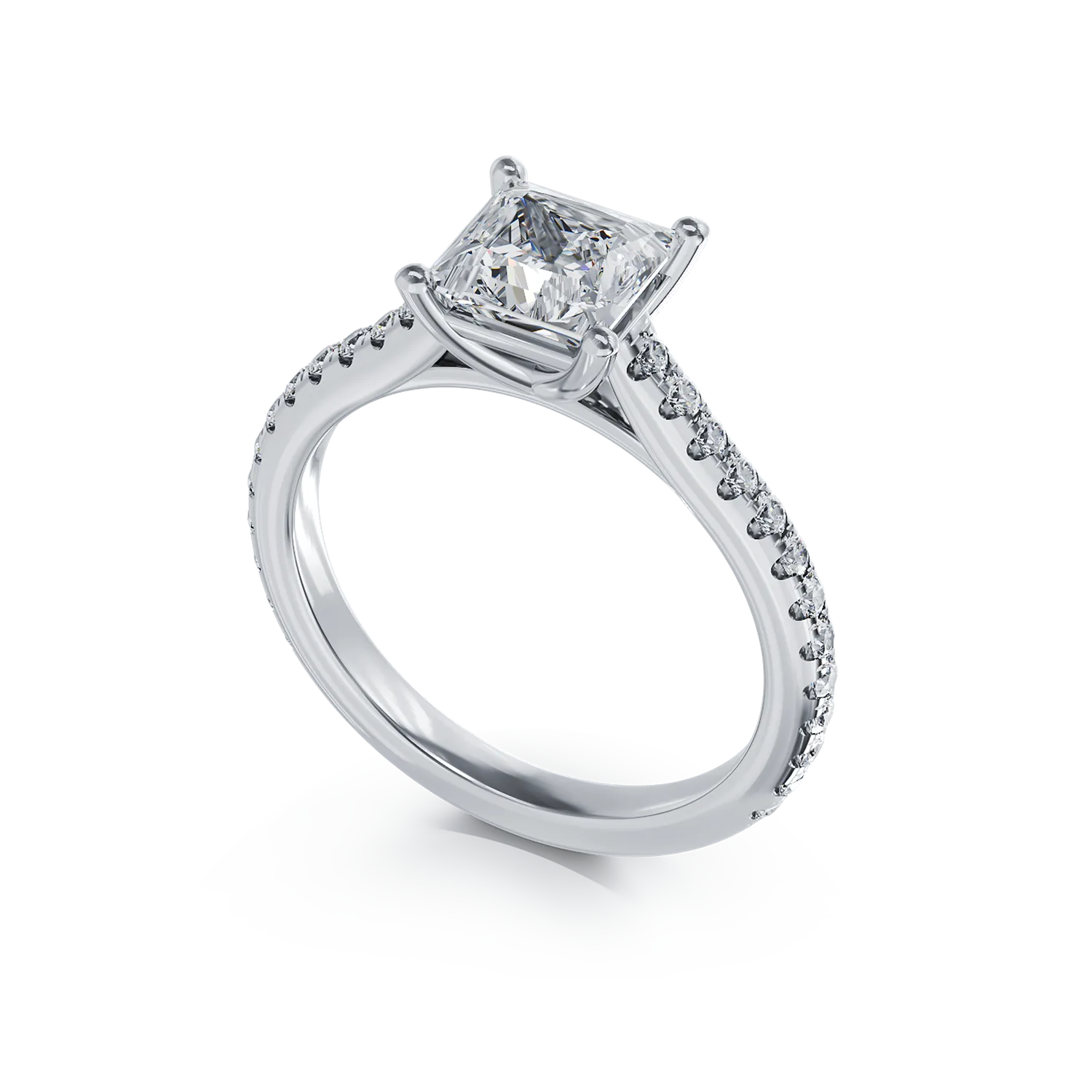 18k fehér arany eljegyzési gyűrű 1.5ct gyémánt és gyémánt 0.33ct