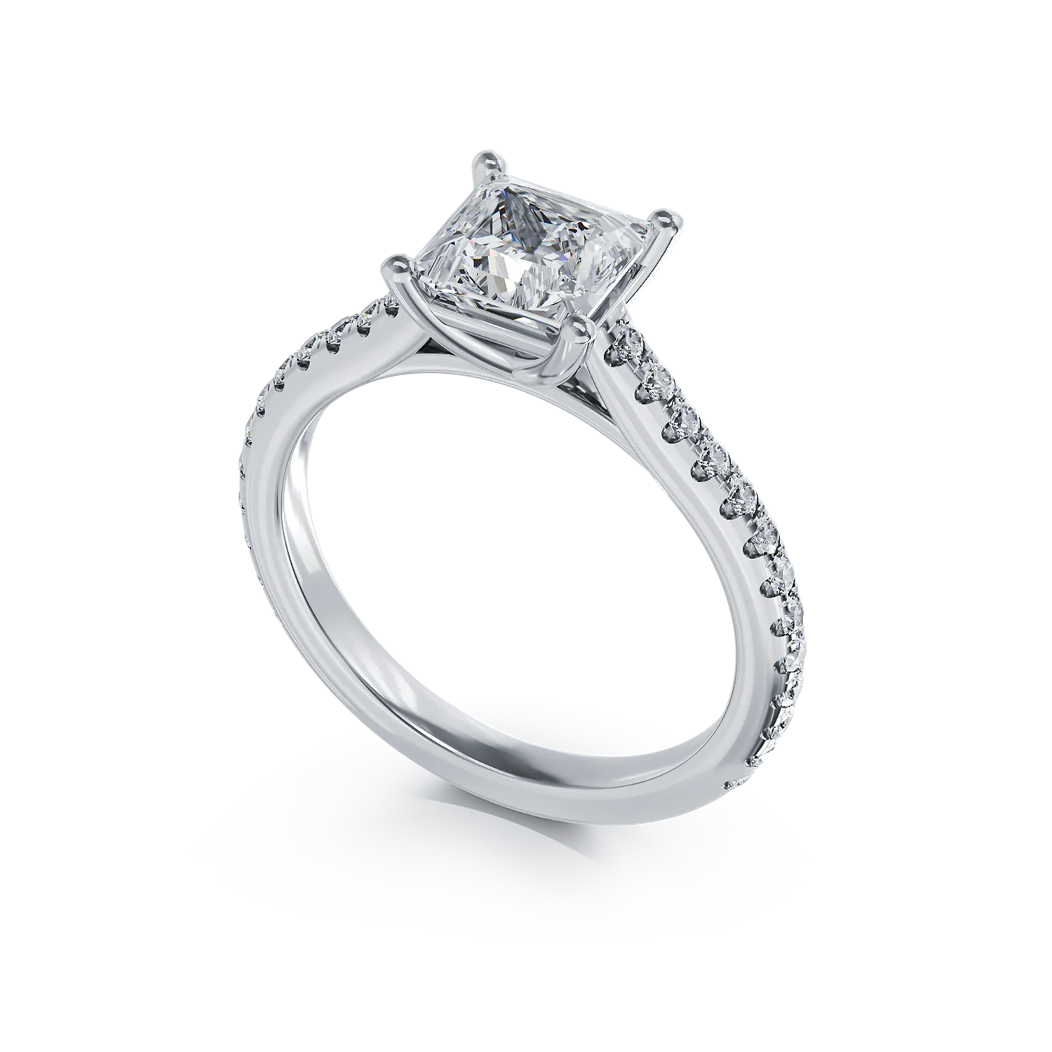 18K white gold engagement ring with 1.5ct diamond and 0.33ct diamonds