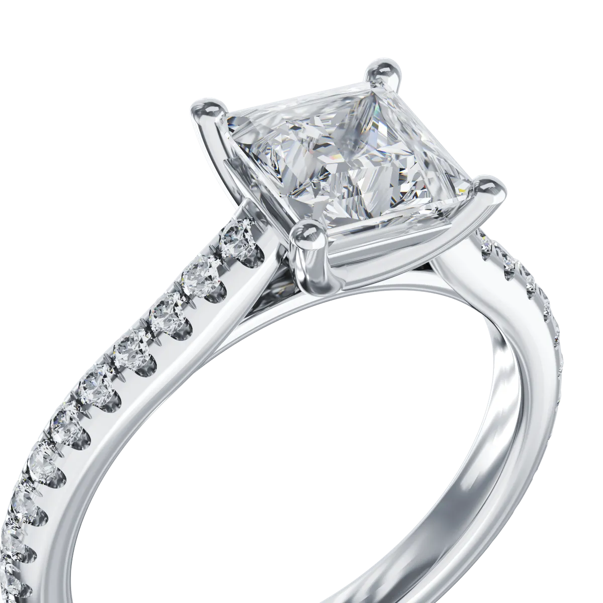 Годежен пръстен от бяло злато 18K с диамант 1.5гкт u диаманти 0.33гкт
