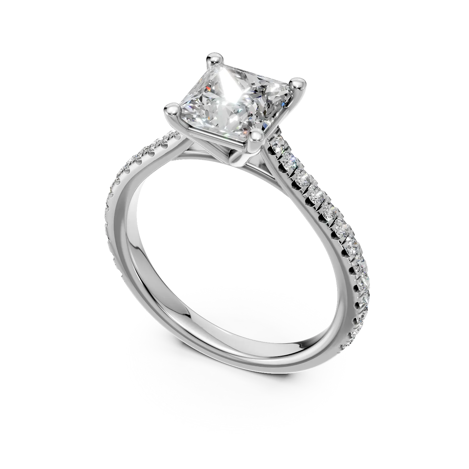 18k fehér arany eljegyzési gyűrű 1.5ct gyémánt és gyémánt 0.33ct