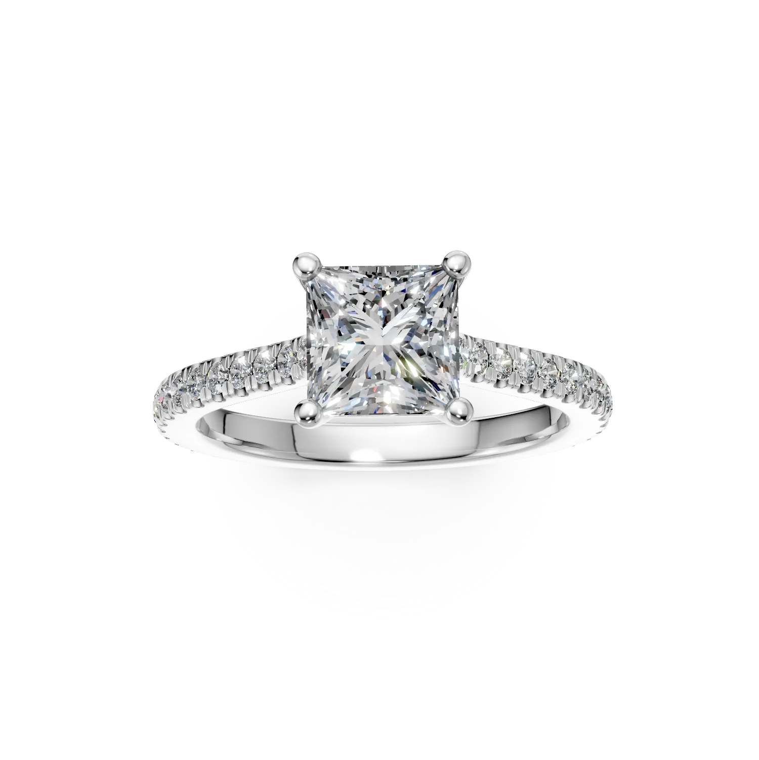 18k fehér arany eljegyzési gyűrű 1.5ct gyémánt és gyémánt 0.33ct