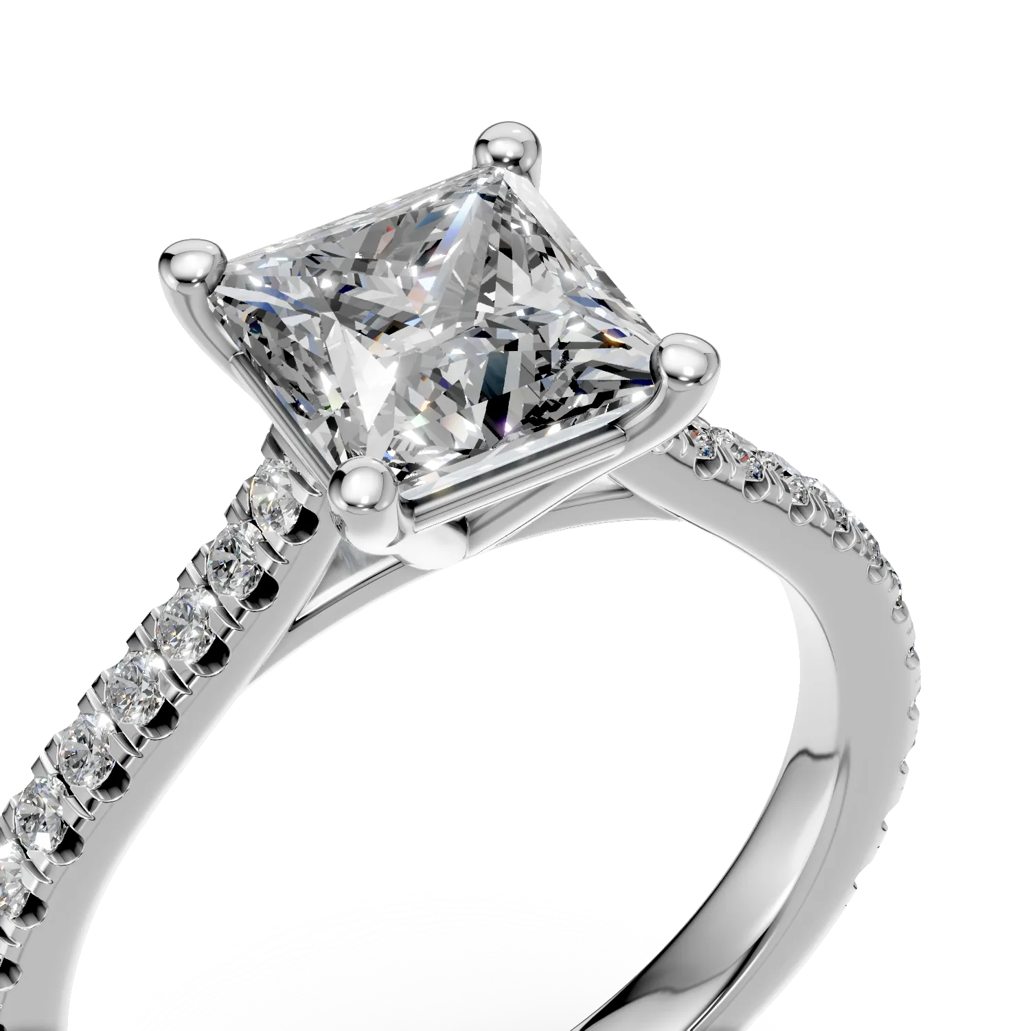 18k fehér arany eljegyzési gyűrű 1.5ct gyémánt és gyémánt 0.33ct