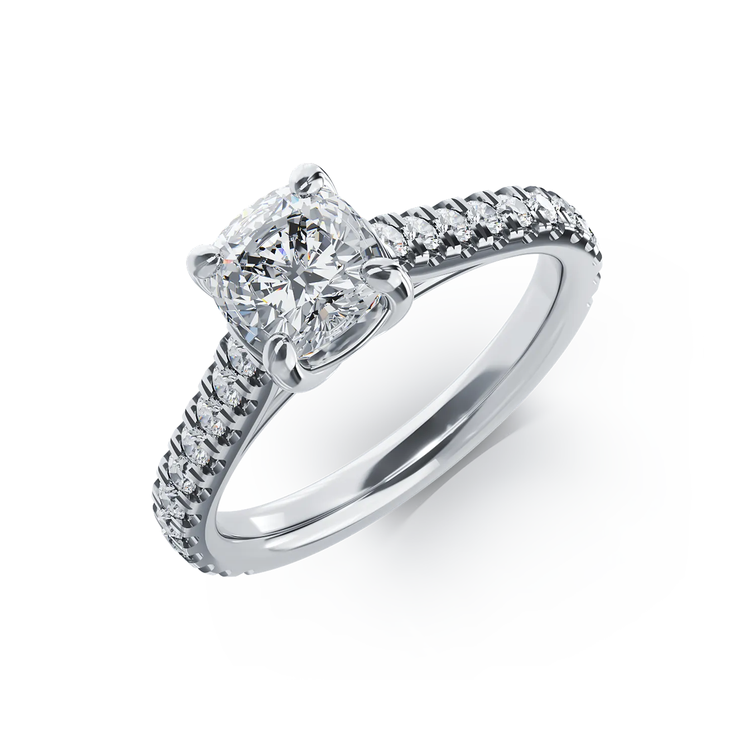 18K white gold engagement ring with 1.2ct diamond and 0.375ct diamonds