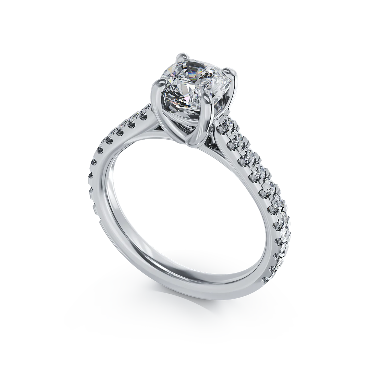 18k fehér arany eljegyzési gyűrű 1.2ct gyémánt és gyémánt 0,375ct