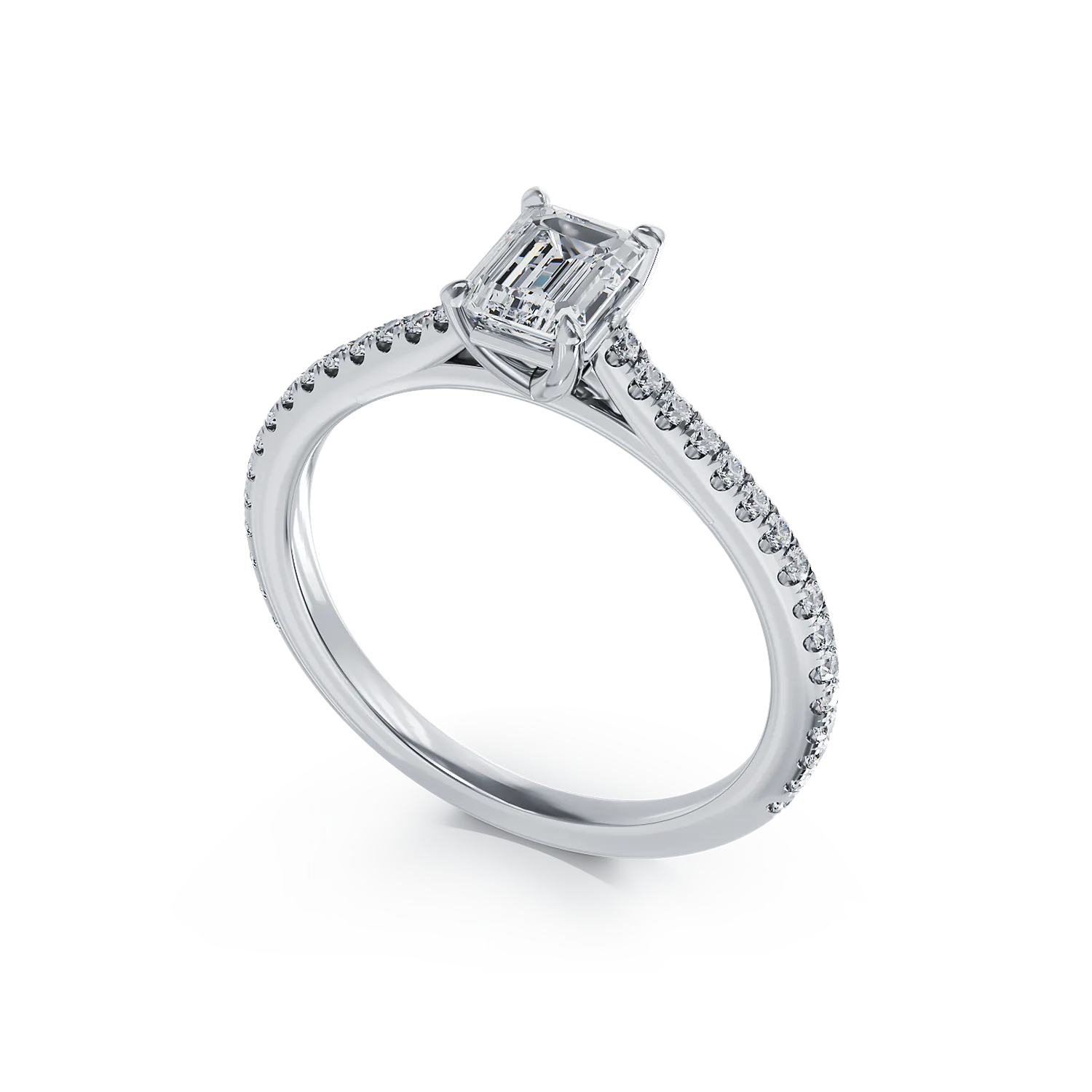 Inel de logodna din aur alb de 18K cu diamant de 0.6ct si diamante de 0.187ct