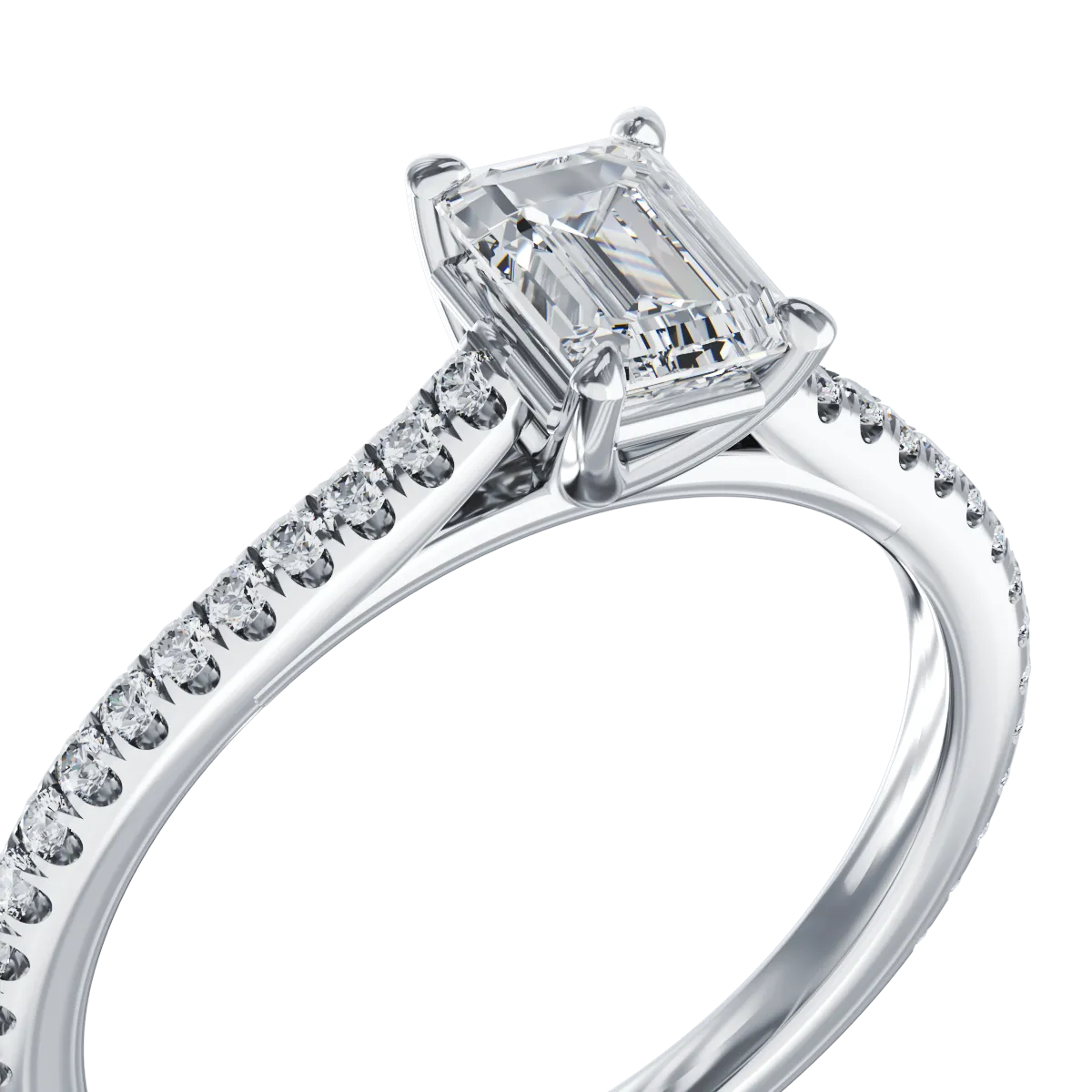 Inel de logodna din aur alb de 18K cu diamant de 0.6ct si diamante de 0.187ct