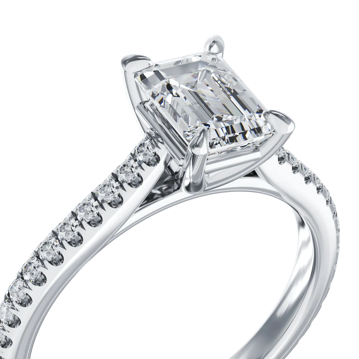 18K white gold engagement ring with 1ct diamond and 0.222ct diamonds