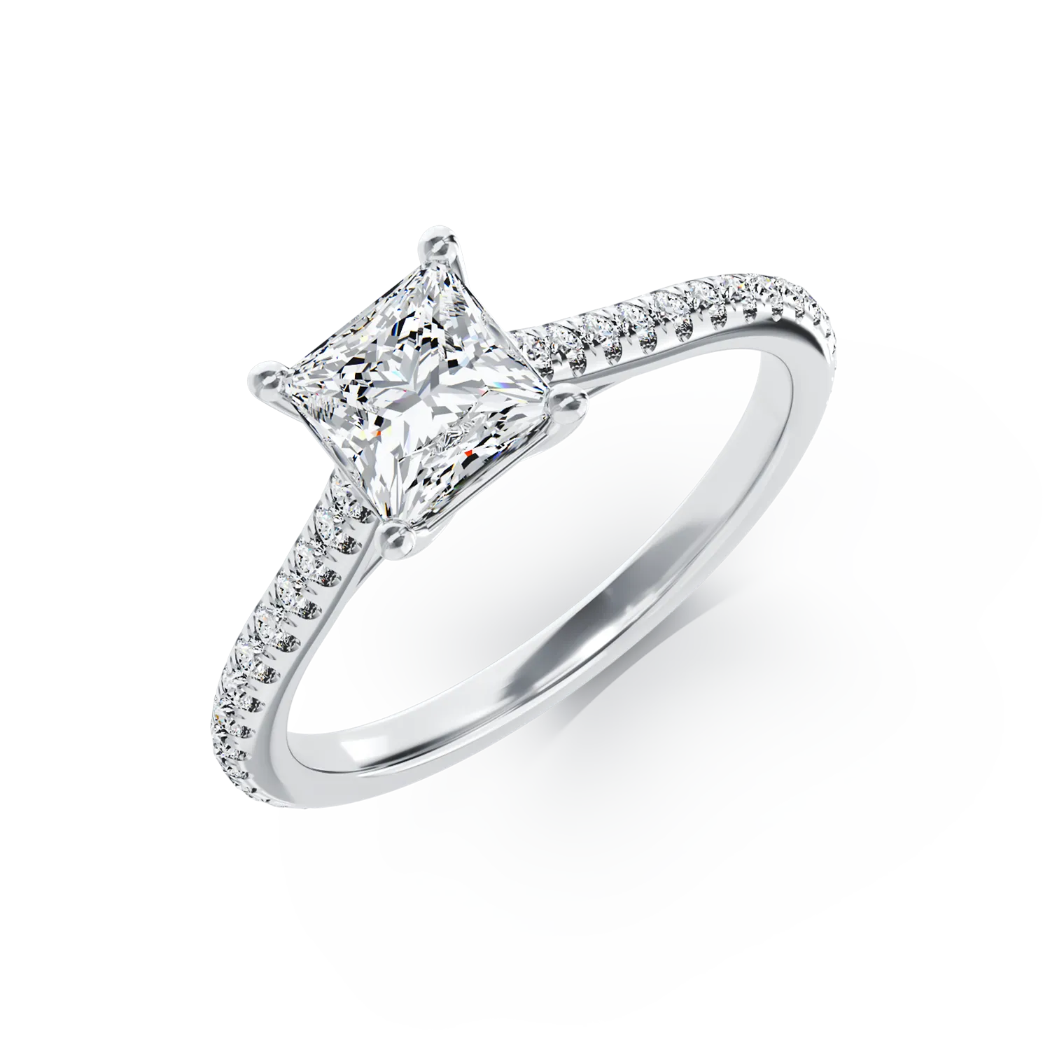 Diamond platinum engagement ring with 1.01ct diamond and 0.26ct diamonds