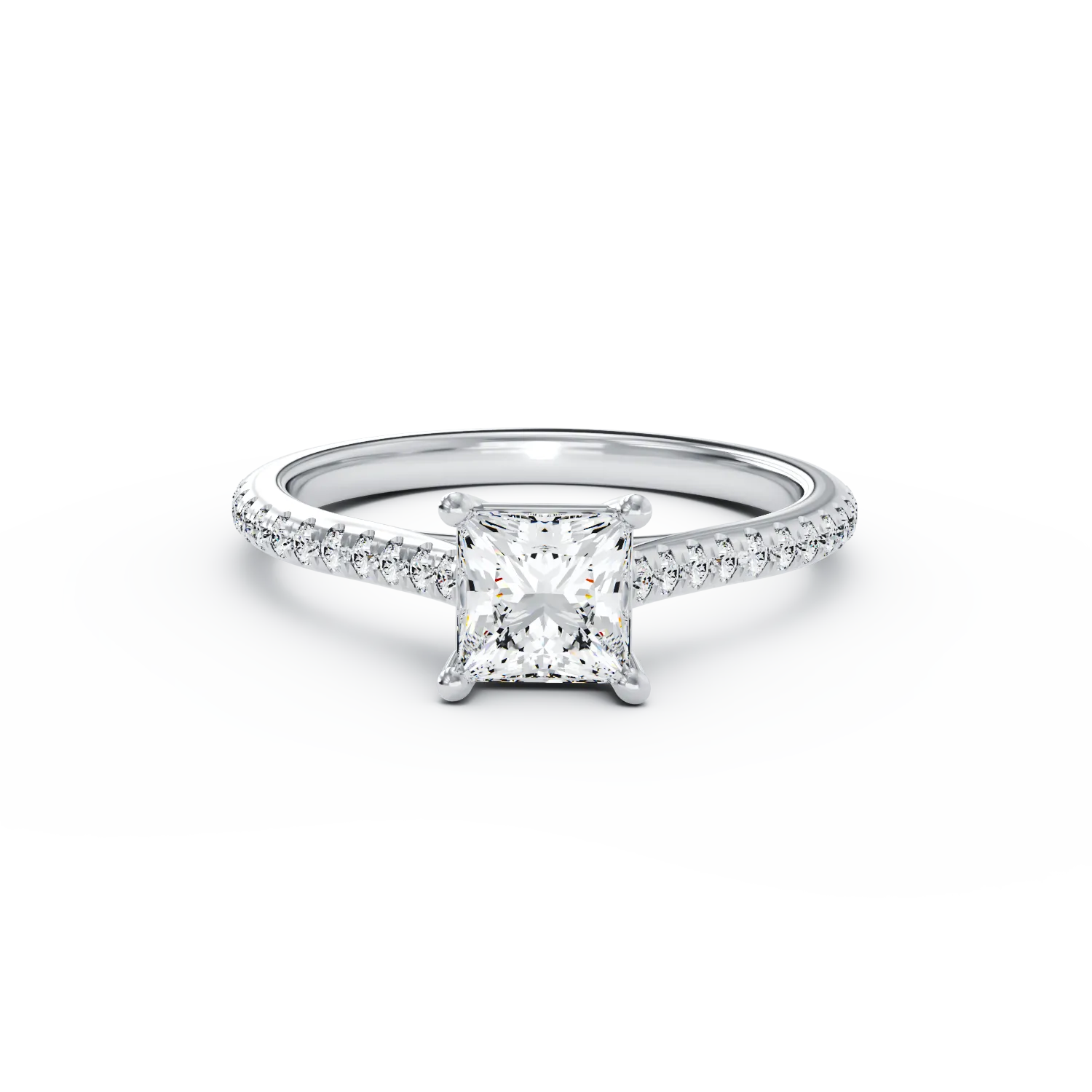 Diamond platinum engagement ring with 1ct diamond and 0.254ct diamonds