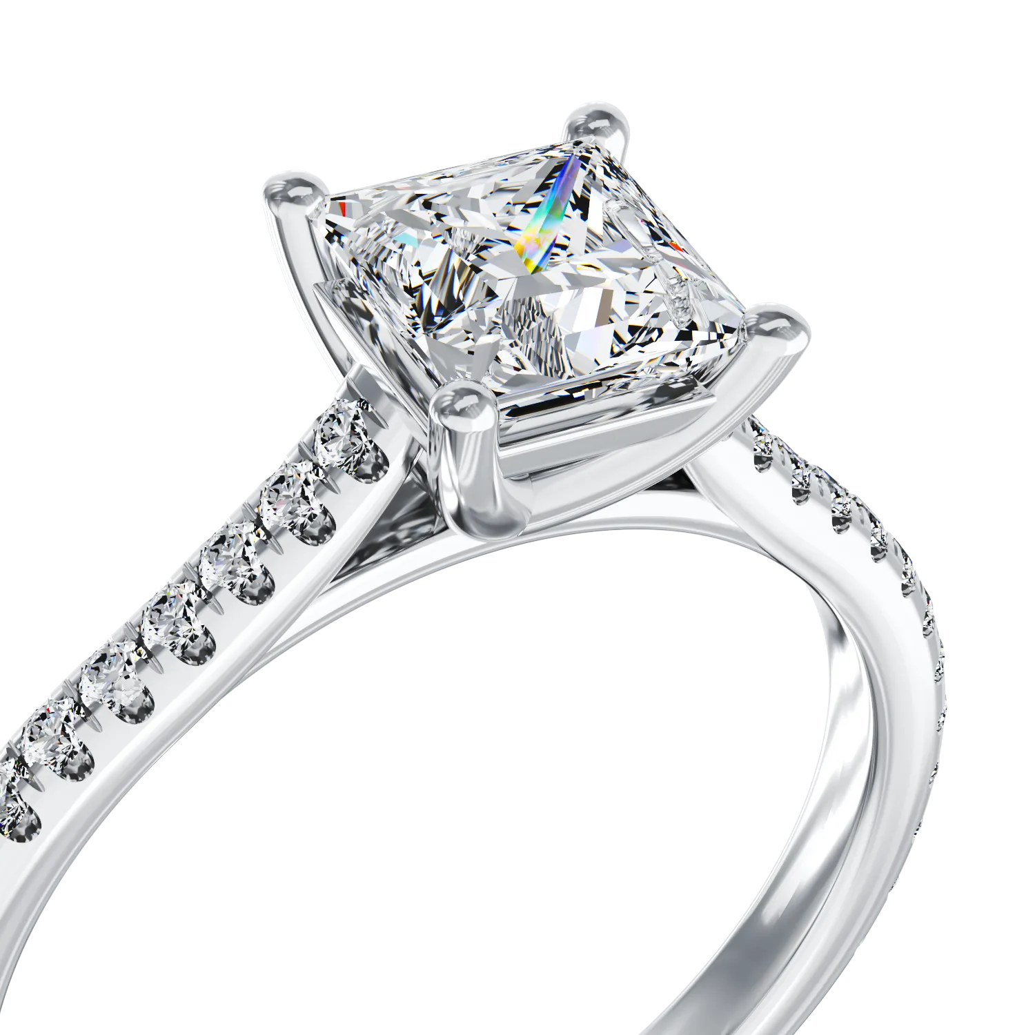 Diamond platinum engagement ring with 1.01ct diamond and 0.26ct diamonds