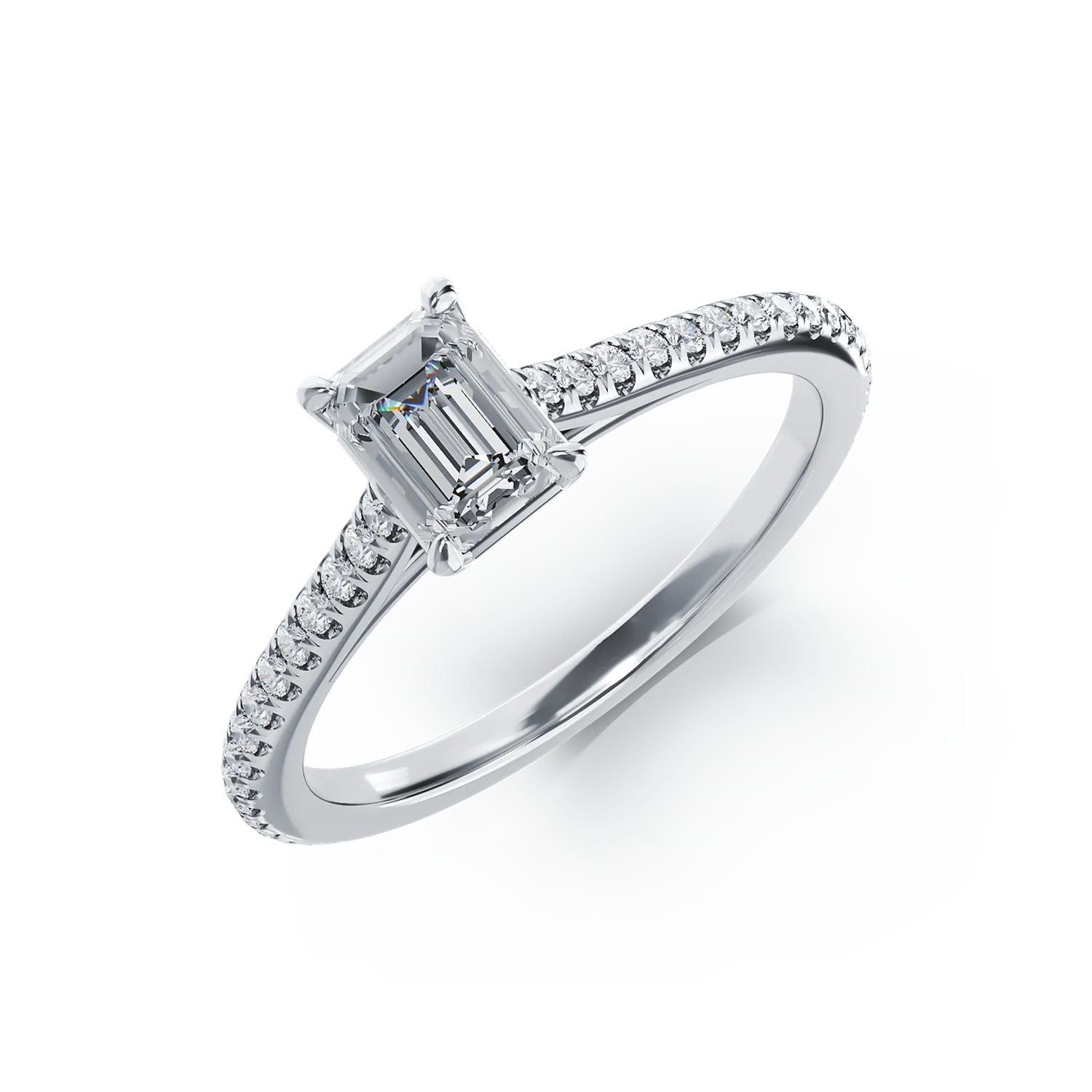 Pierścionek zaręczynowy z platyny, diament 0.6kr i diamenty 0.185kr