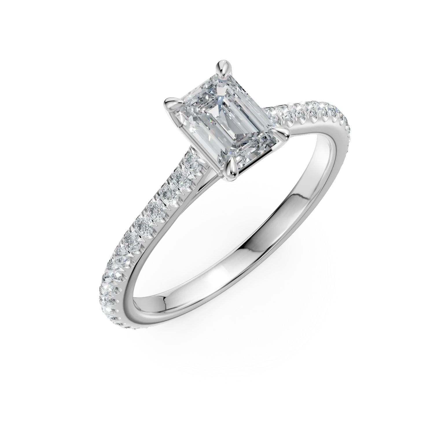 Diamond platinum engagement ring with 0.6ct diamond and 0.185ct diamonds