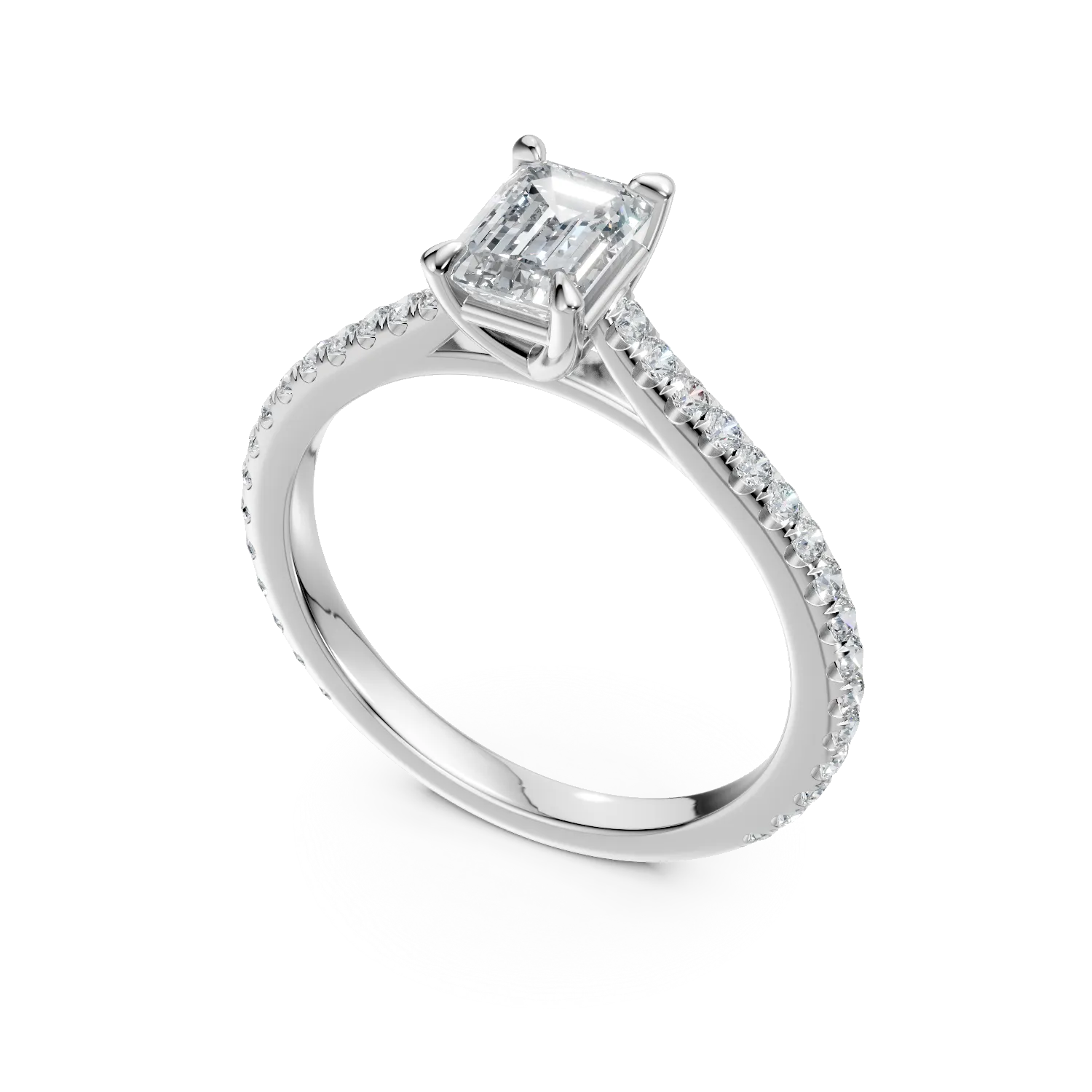 Diamond platinum engagement ring with 0.6ct diamond and 0.185ct diamonds