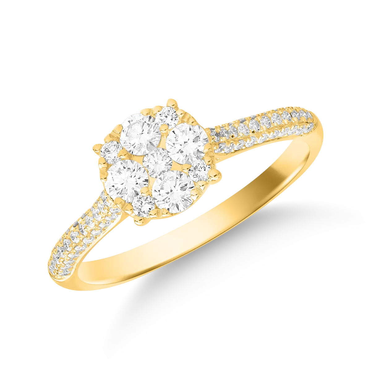 Пръстен от 18K жълто злато с 0,45ct диаманти
