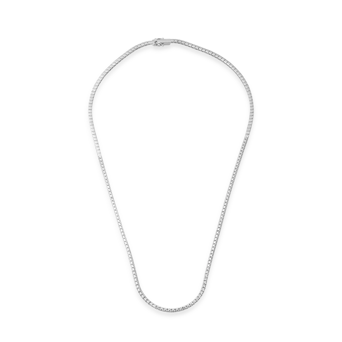 Colier tennis din aur alb cu diamante de 0.95ct