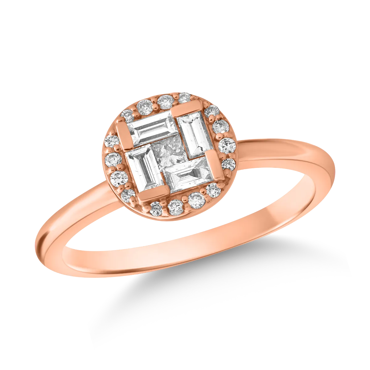 18k rózsaszín arany gyűrű 0.066ct gyémánt és gyémánt 0.268ct