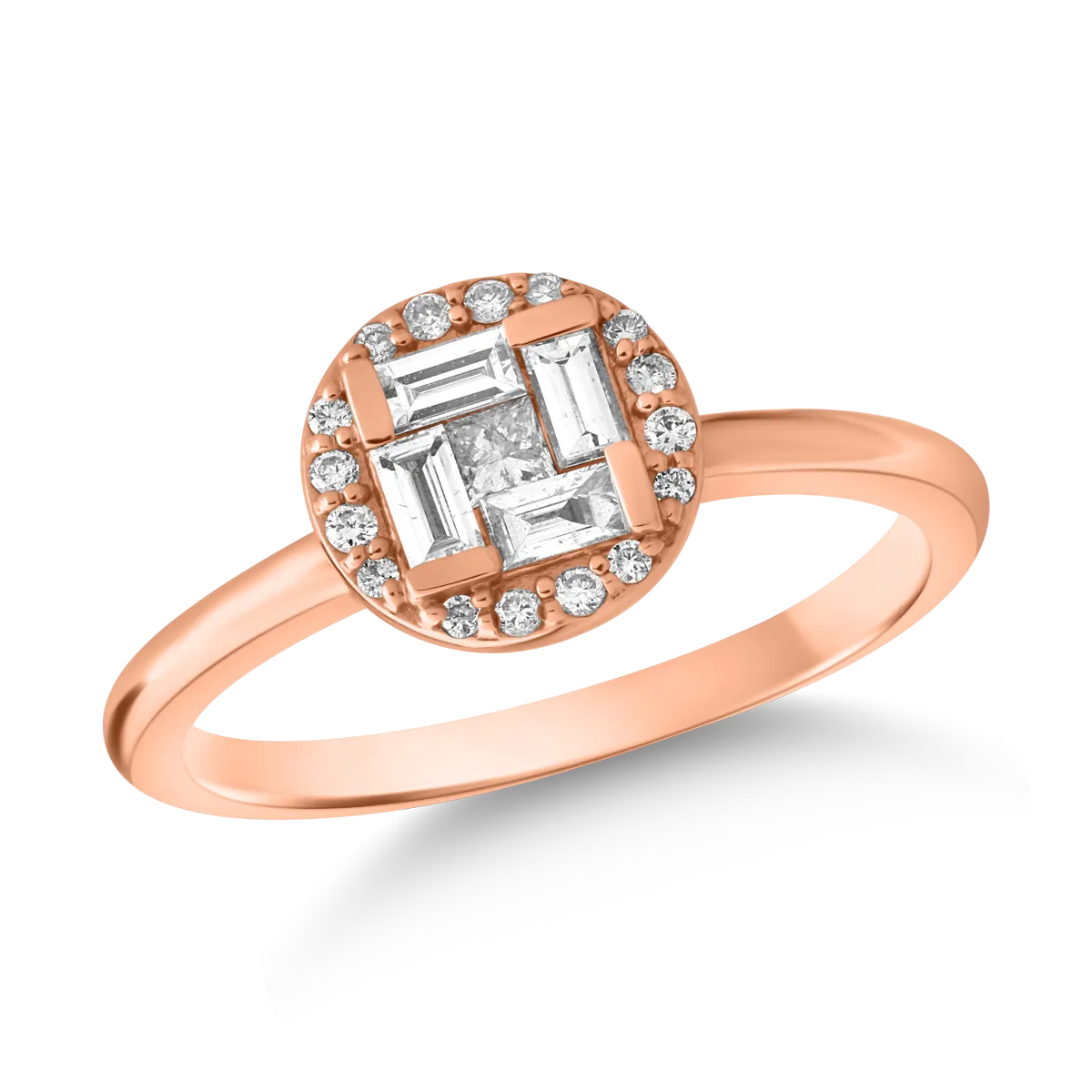 18K rose gold ring with 0.066ct diamond and 0.268ct diamonds