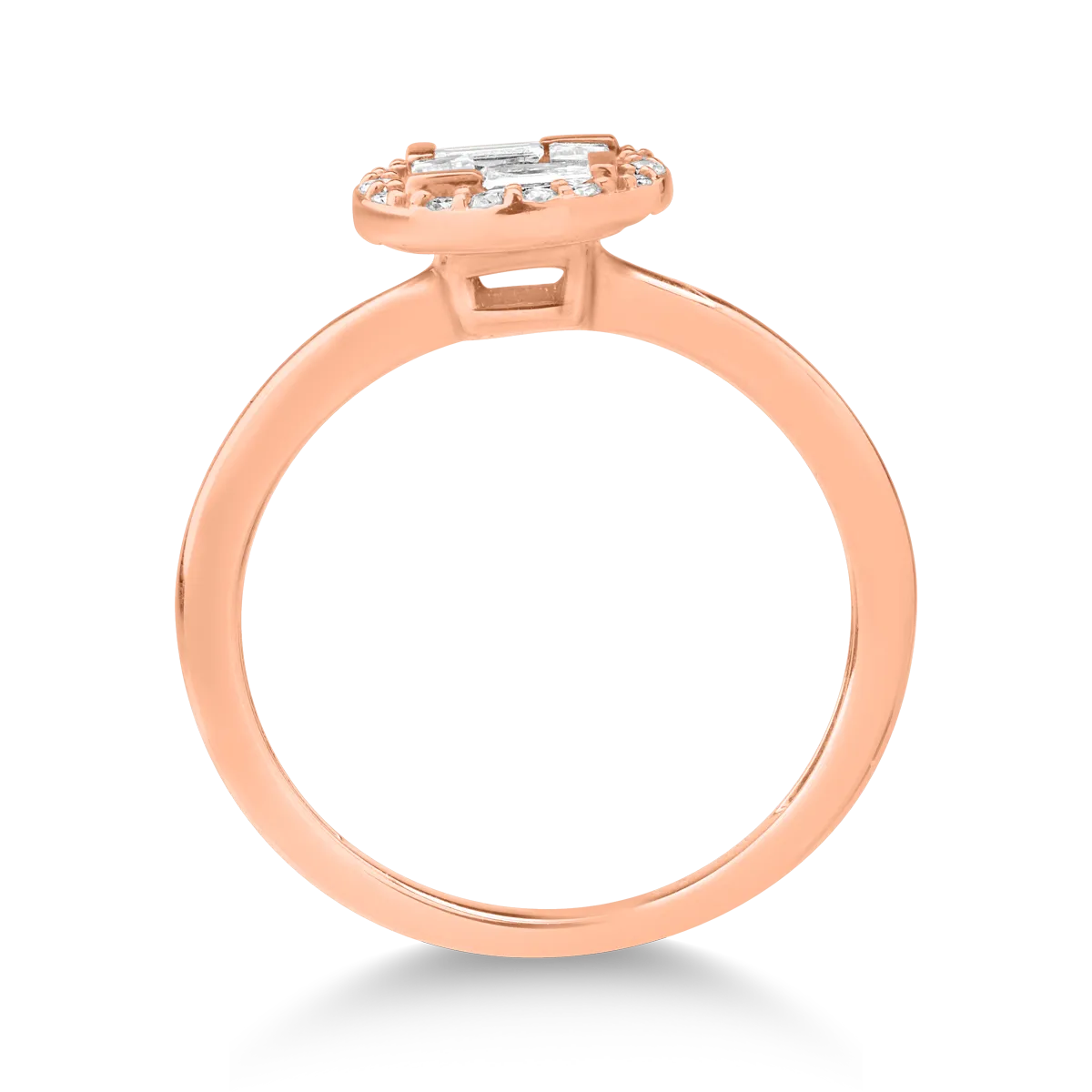 Inel din aur roz de 18K cu diamant de 0.066ct si diamante de 0.268ct
