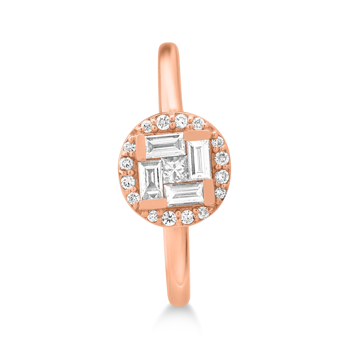 18K rose gold ring with 0.066ct diamond and 0.268ct diamonds