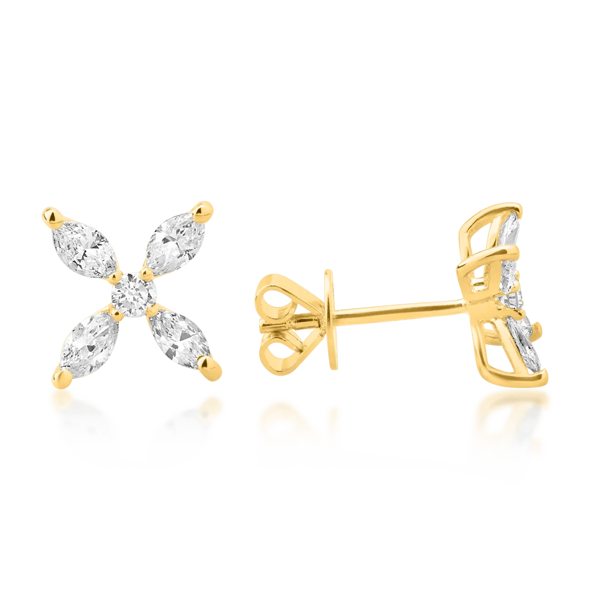 Обеци от 14K жълто злато с диаманти 0.52ct