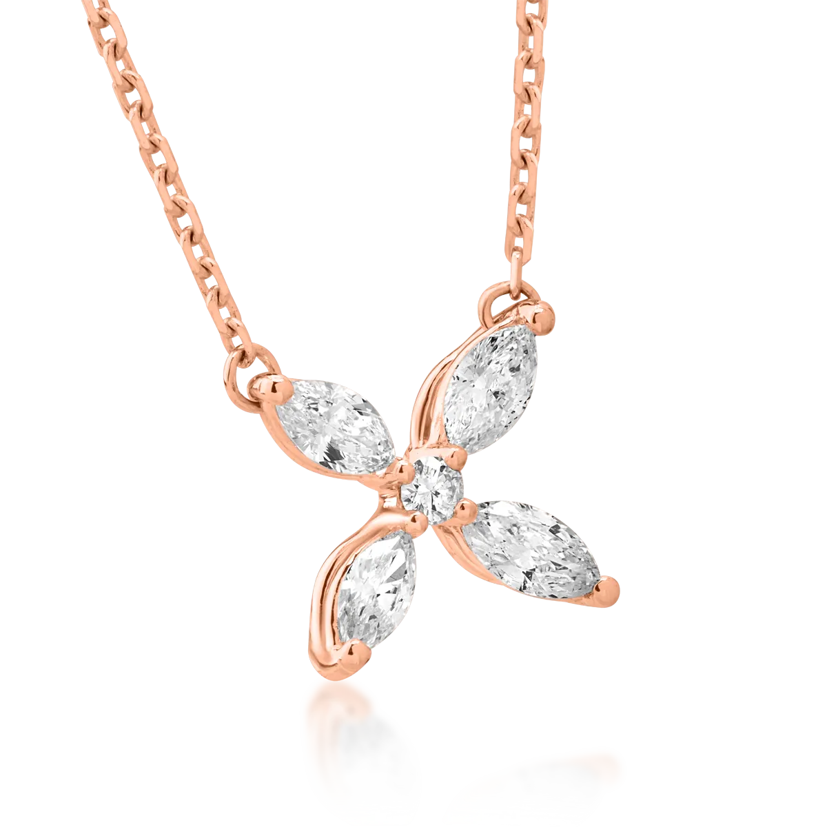 Lant cu pandantiv din aur roz de 14K cu diamante de 0.33ct