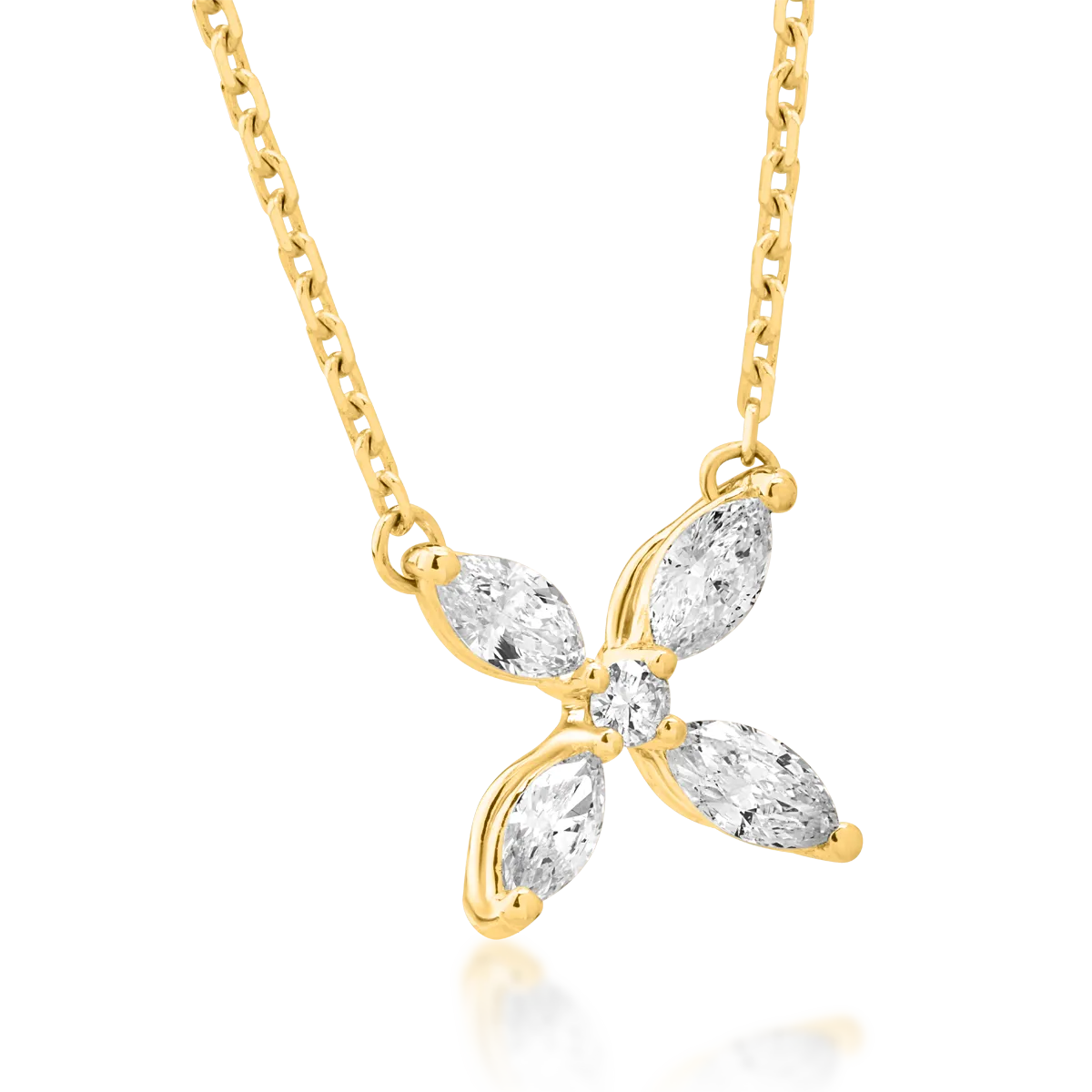 14K yellow gold pendant necklace with 0.32ct diamonds