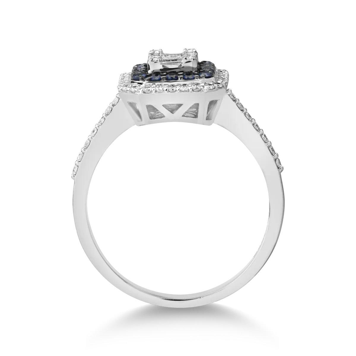 18K fehérarany gyűrű 0,127 karátos gyémánttal és 0,222 kat zafírral