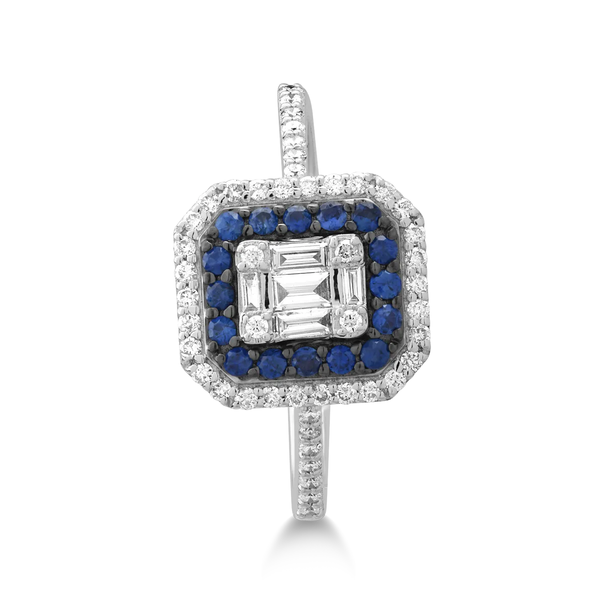 18K white gold ring with 0.127ct diamonds and 0.222ct sapphires