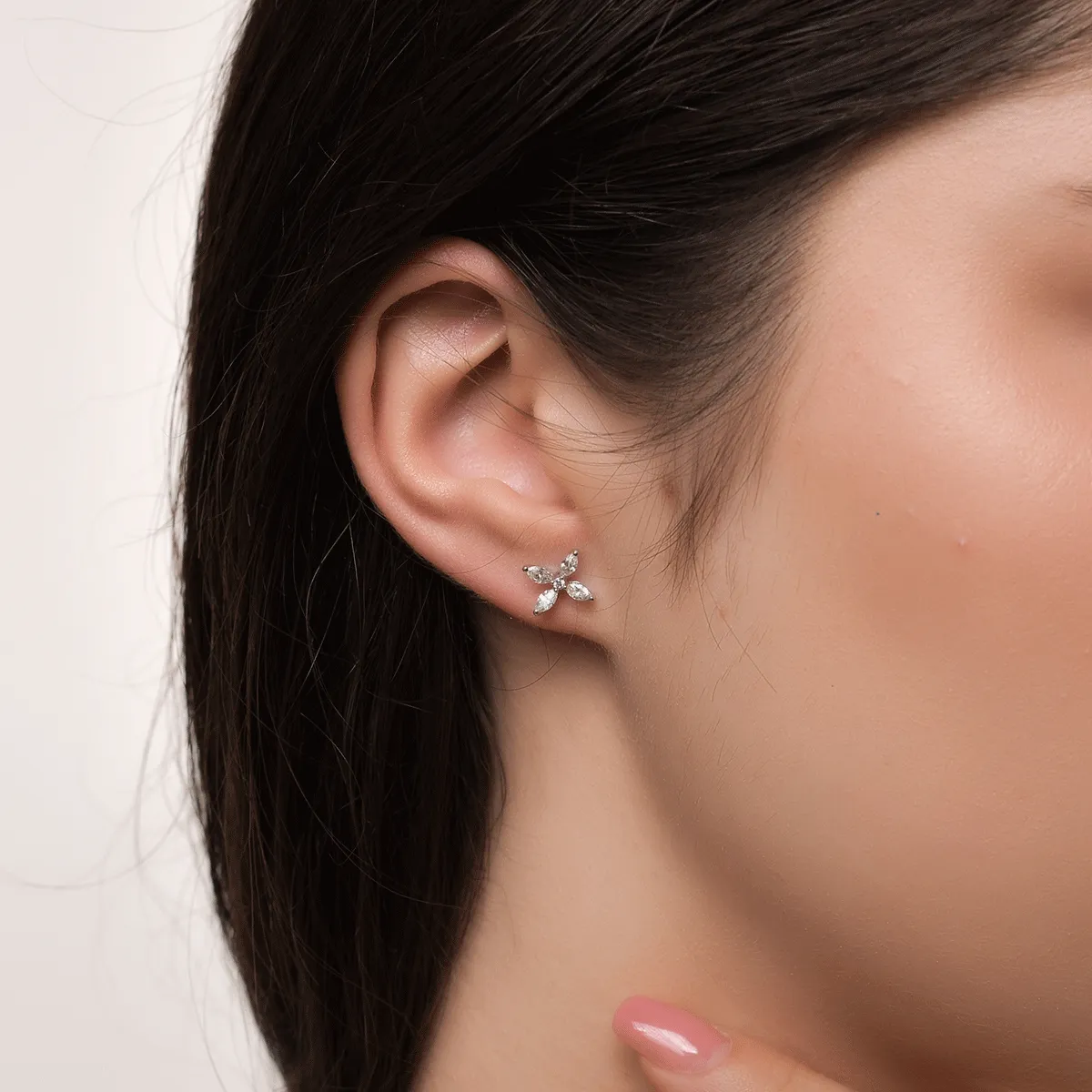 Cercei din aur roz cu diamante marquise si rotunde de 0.53ct