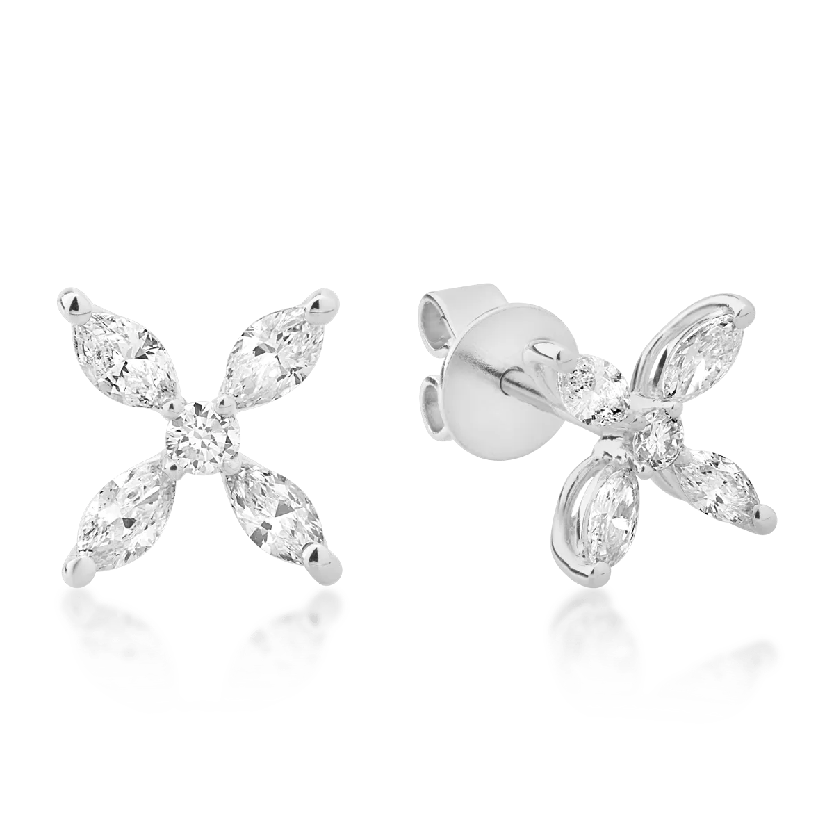TEILOR Cercei din aur alb cu diamante marquise si rotunde de 0.54ct