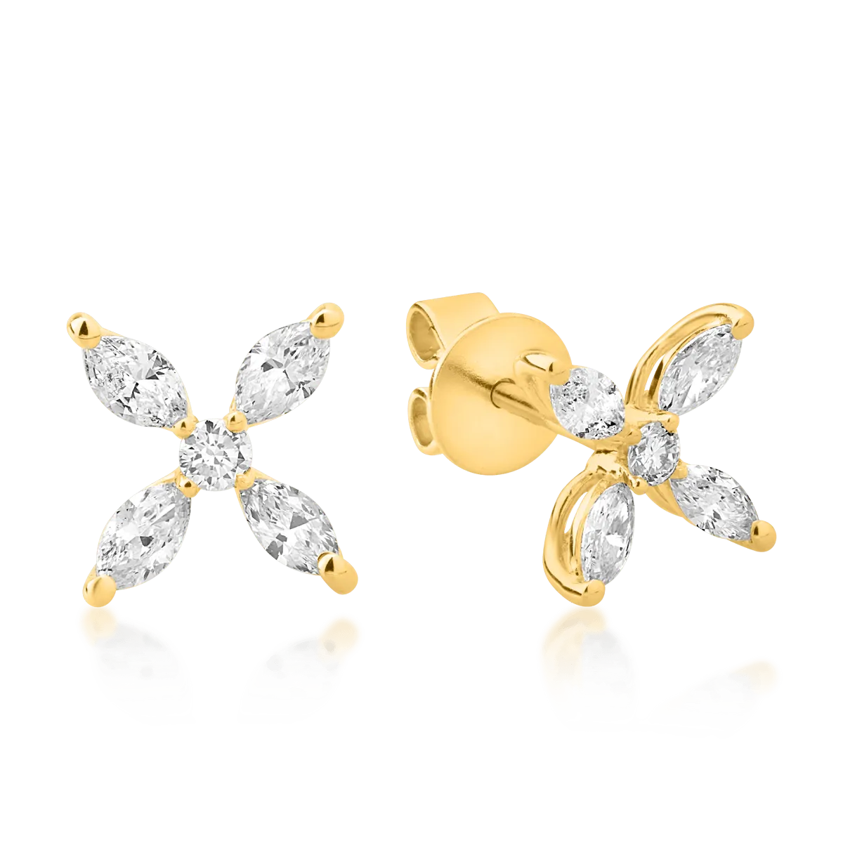 14 k sárga arany fülbevaló gyémántokkal 0,52ct