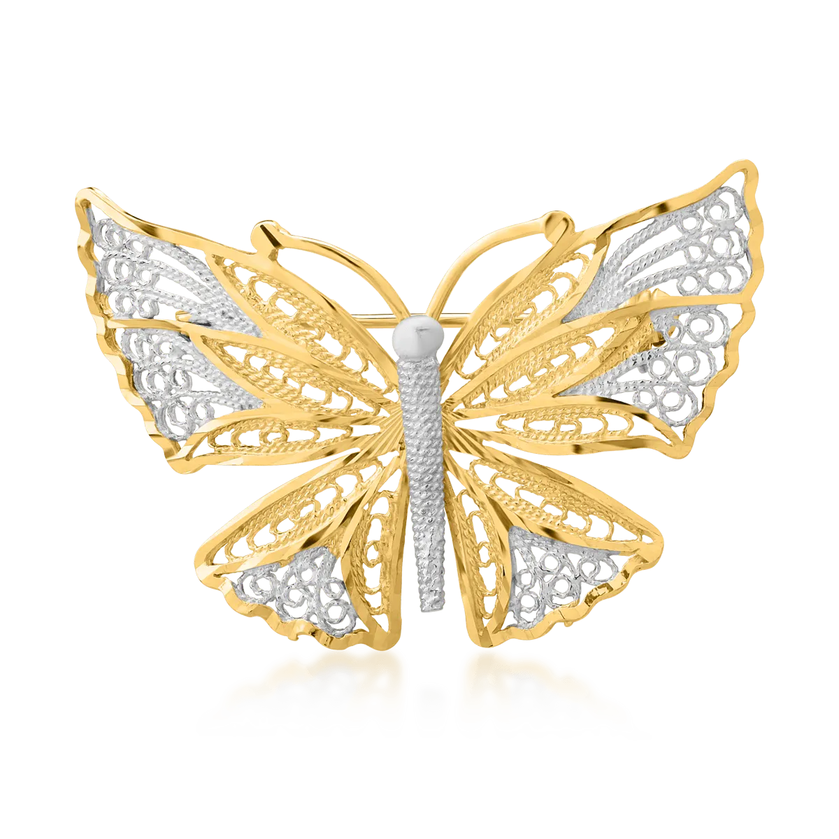 Brosha pillangó arany-sárga 14k arany