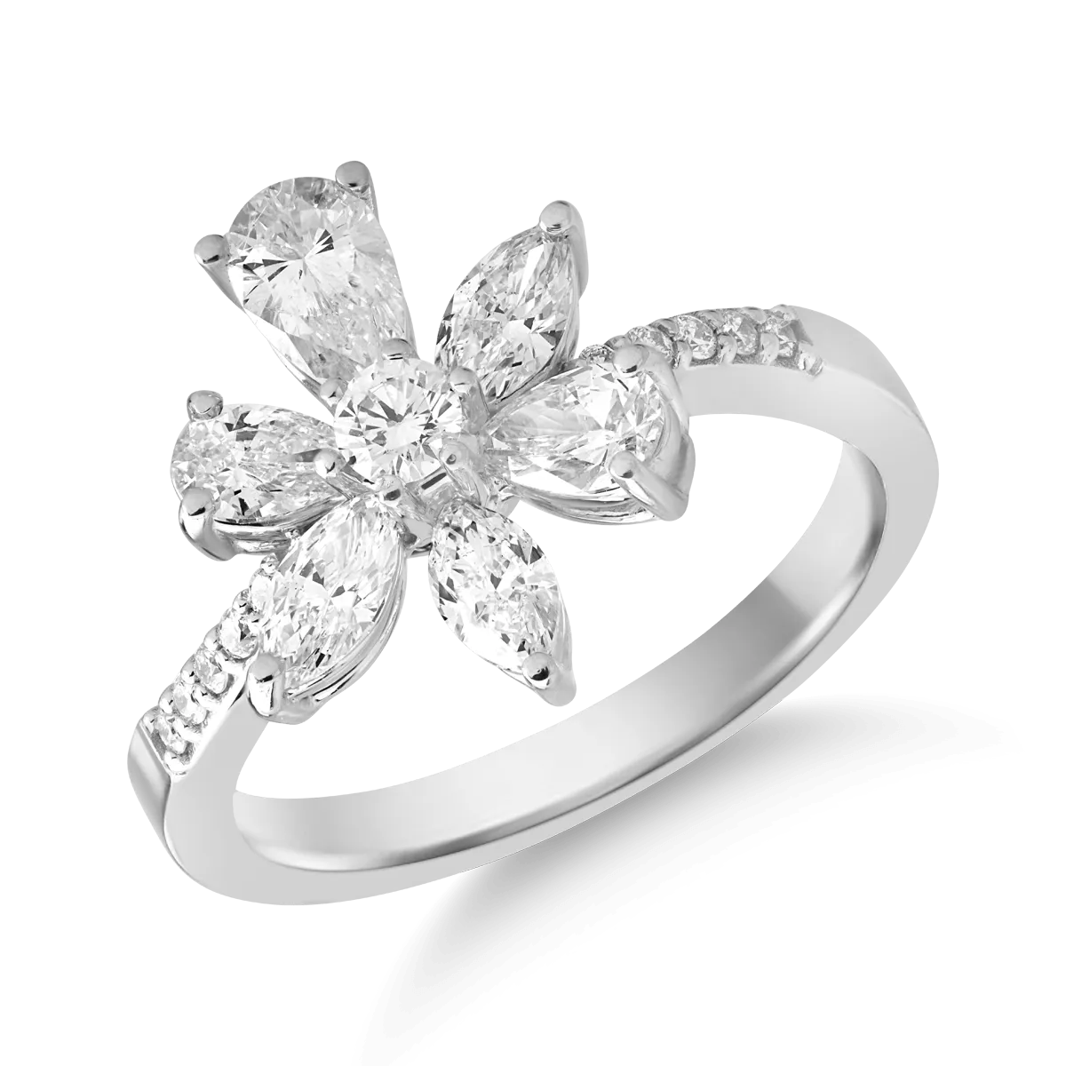 18K white gold ring with 1.37ct diamonds