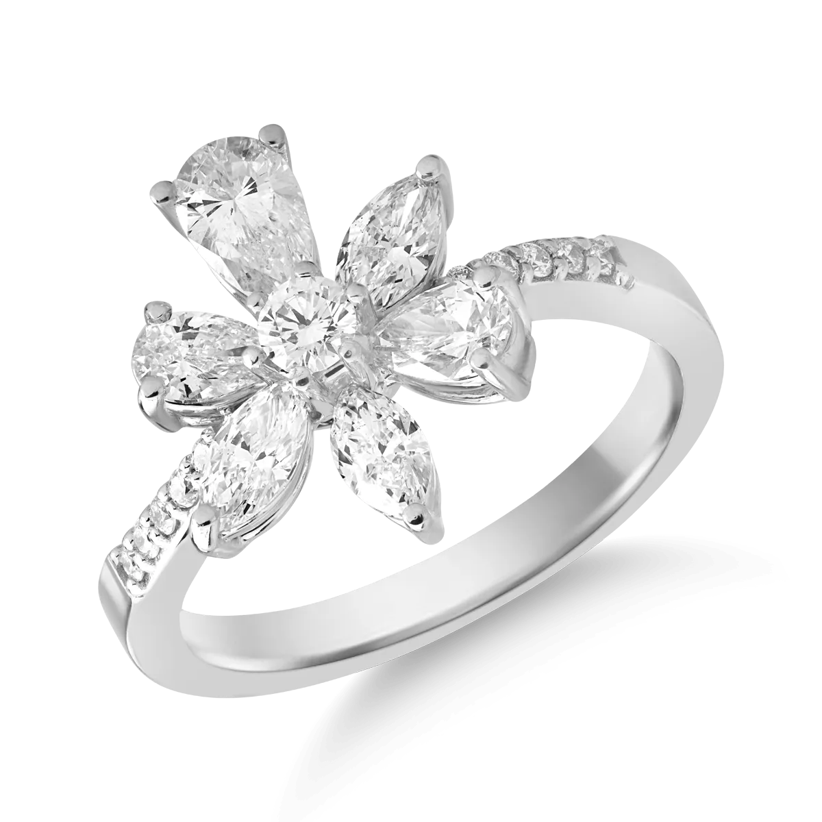Inel din aur alb de 18K cu diamante de 1.37ct-119238