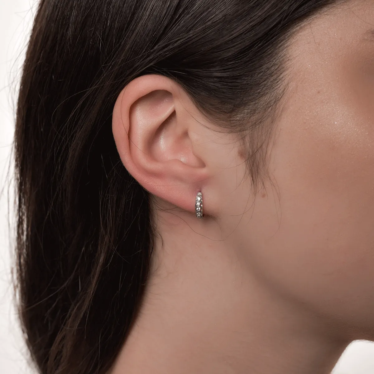 Cercei din aur alb de 14K